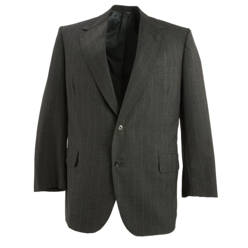 Oxxford Clothes Aristocrat Men's 42R Gray Striped Wool Vented Notch Lapel Blazer